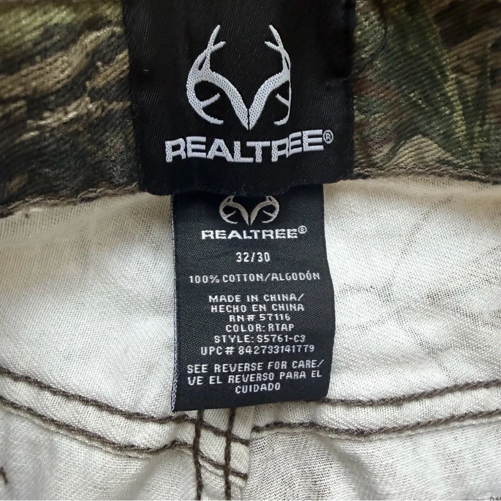 RealTree Edge Men 30/32 (M) Stretch Waist 6 Pocket Camo Cargo Hunting Pants EUC